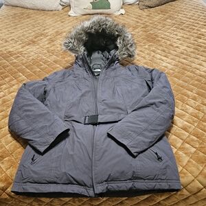 The Northface Dark Gray Greenland Goosedown Fur-Trimmed Hooded Jacket Medium